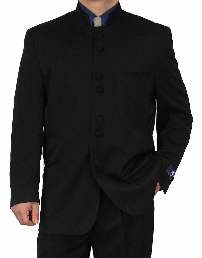 Hochzeit in Schwarz: Milano-Anzug mit Stehkragen, stilvoll & elegant.