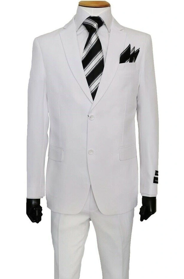 Klassischer weißer Anzug für Herren – Eleganz in Weiß, Flat Front, sofort fertig!