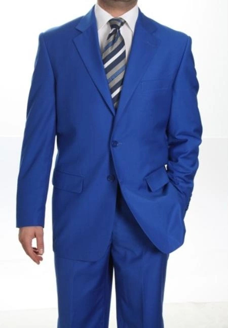 Blauer Anzug für Herren: Stilvoll & Klassisch! Elegantes Outfit mit Flat Front Hose, perfekt für jeden Anlass.